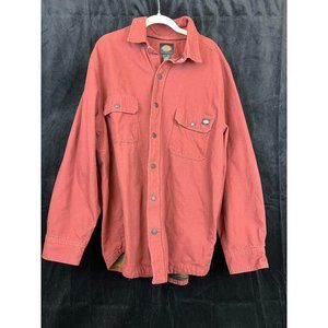 Dickies Mens Flannel Lined Duck Shirt Long Sleeve Button Up Red Size Extra Large